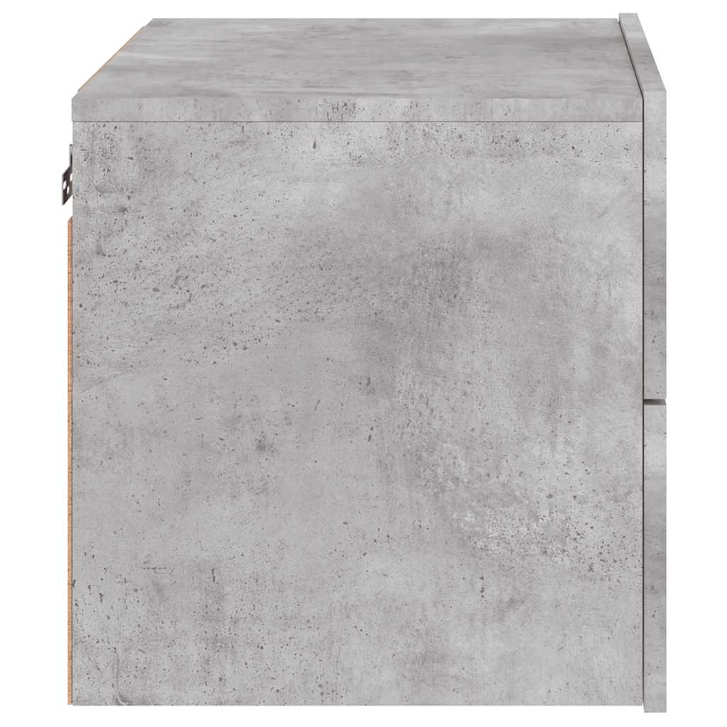 Wall-mounted Bedside Cabinets with LED 2 pcs Concrete Grey