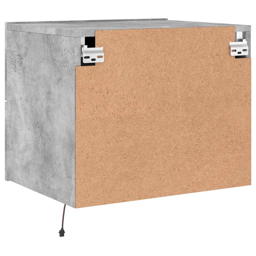 Wall-mounted Bedside Cabinets with LED 2 pcs Concrete Grey