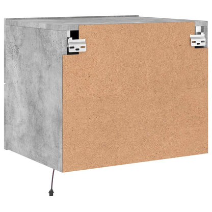 Wall-mounted Bedside Cabinets with LED 2 pcs Concrete Grey