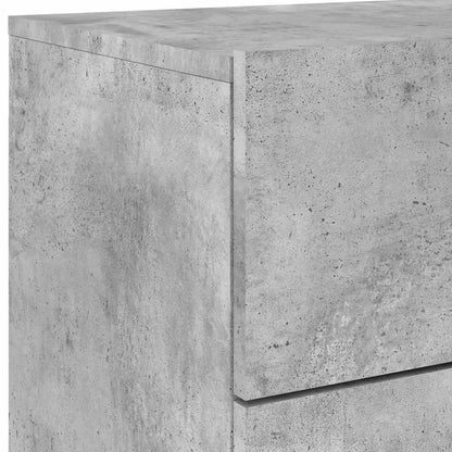 Wall-mounted Bedside Cabinets with LED 2 pcs Concrete Grey