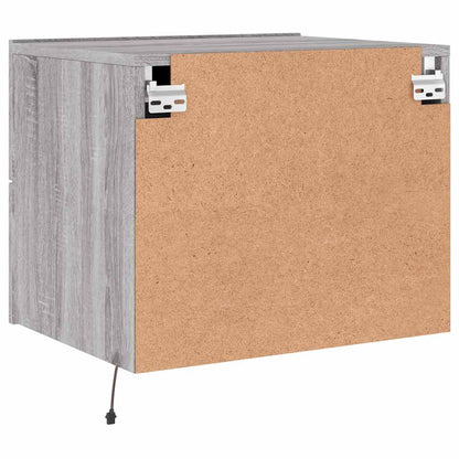 Wall-mounted Bedside Cabinets with LED Lights 2 pcs Grey Sonoma