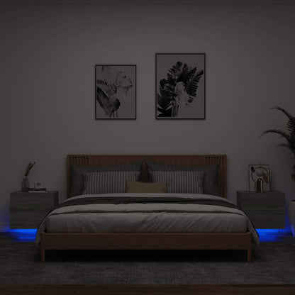 Wall-mounted Bedside Cabinets with LED Lights 2 pcs Grey Sonoma