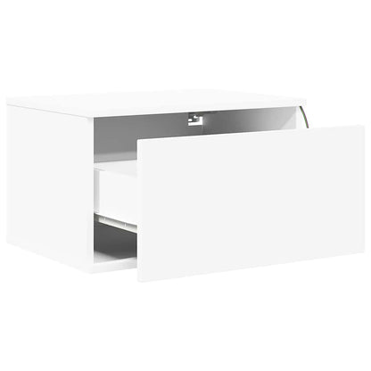 Wall-mounted Bedside Cabinet with LED Lights White