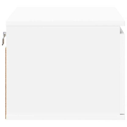 Wall-mounted Bedside Cabinet with LED Lights White