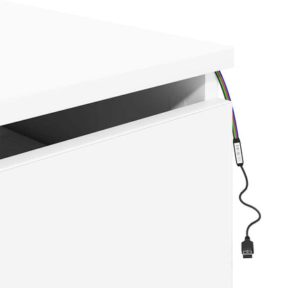 Wall-mounted Bedside Cabinet with LED Lights White