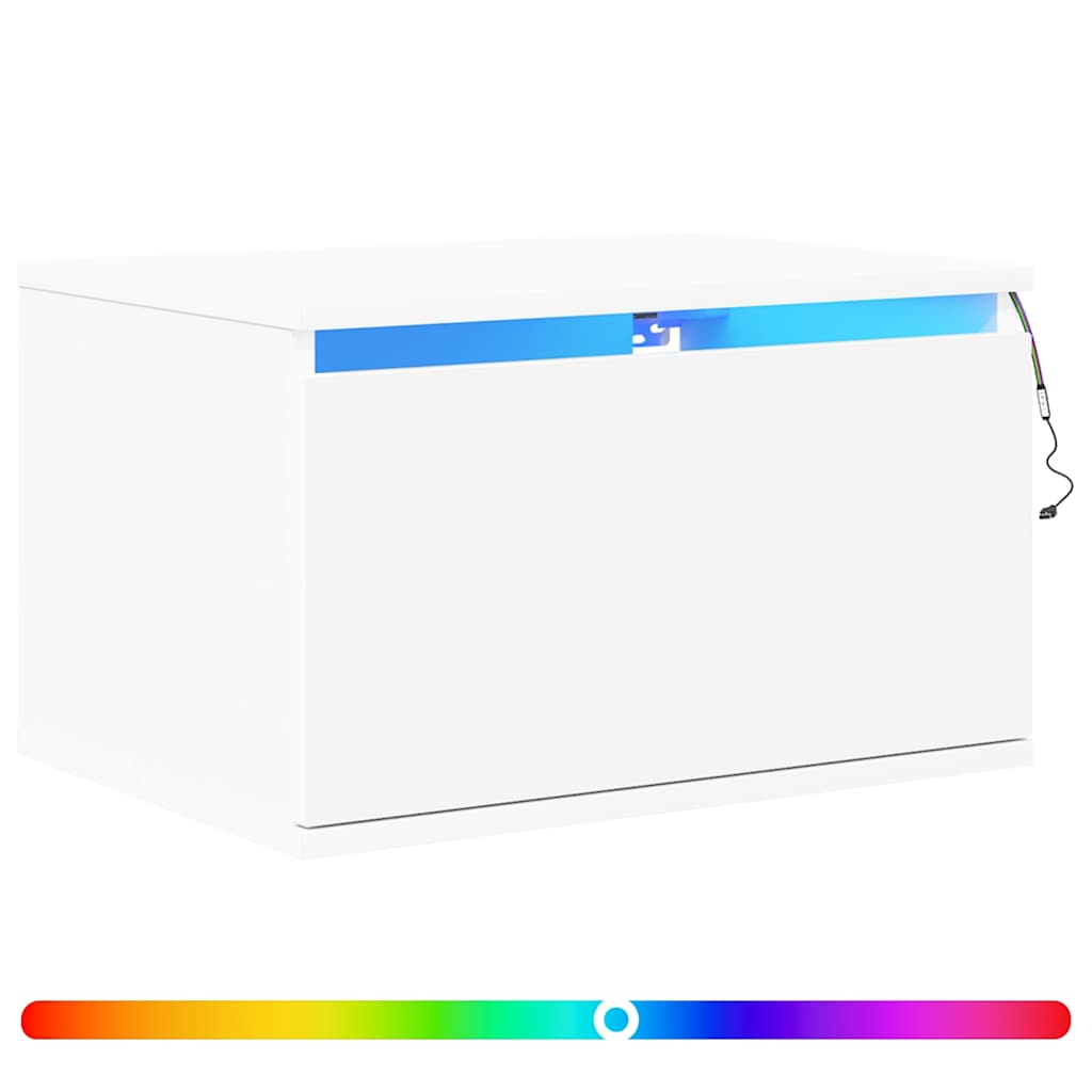 Wall-mounted Bedside Cabinets with LED Lights 2 pcs White
