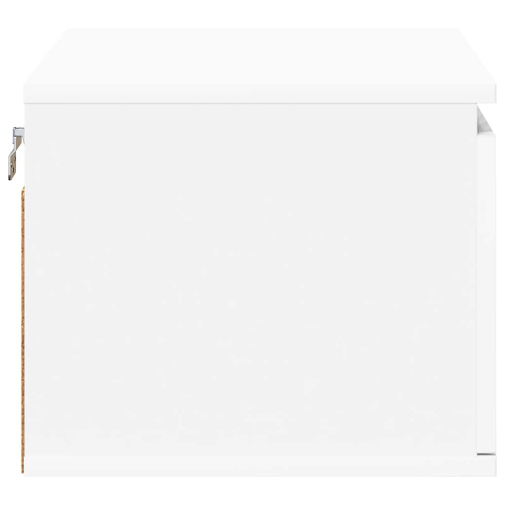 Wall-mounted Bedside Cabinets with LED Lights 2 pcs White
