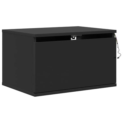 Wall-mounted Bedside Cabinet with LED Lights Black