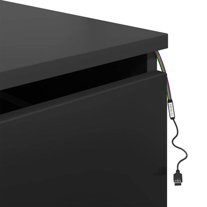 Wall-mounted Bedside Cabinets with LED Lights 2 pcs Black