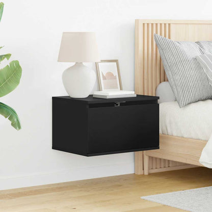 Wall-mounted Bedside Cabinets with LED Lights 2 pcs Black