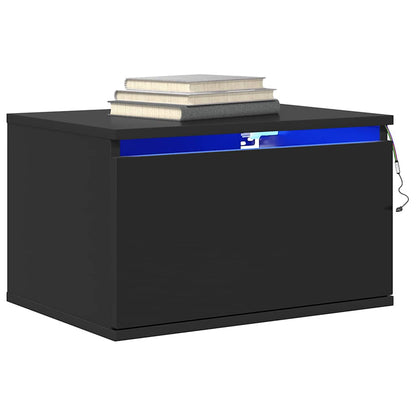 Wall-mounted Bedside Cabinets with LED Lights 2 pcs Black