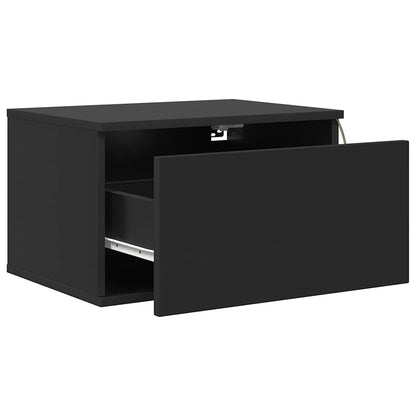 Wall-mounted Bedside Cabinets with LED Lights 2 pcs Black