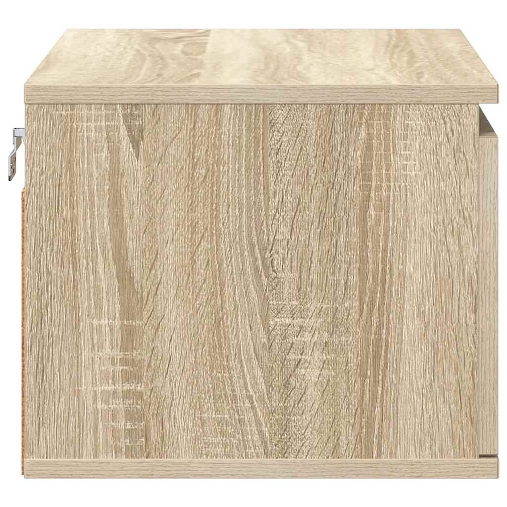 Wall-mounted Bedside Cabinet with LED Lights Sonoma Oak
