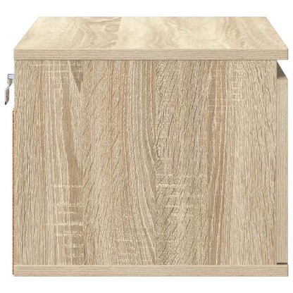 Wall-mounted Bedside Cabinet with LED Lights Sonoma Oak