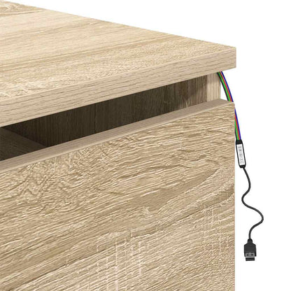 Wall-mounted Bedside Cabinet with LED Lights Sonoma Oak
