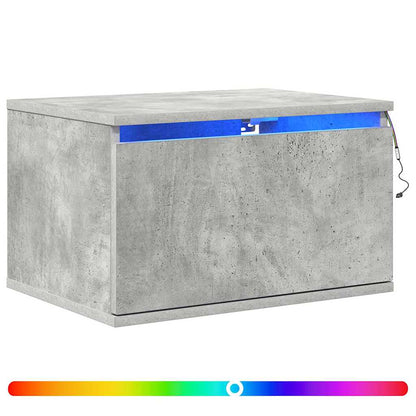 Wall-mounted Bedside Cabinet with LED Lights Concrete Gery
