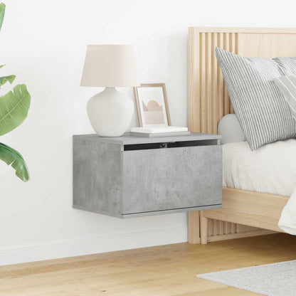 Wall-mounted Bedside Cabinet with LED Lights Concrete Gery