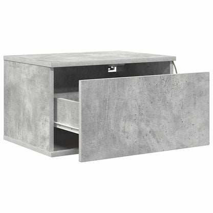 Wall-mounted Bedside Cabinet with LED Lights Concrete Gery