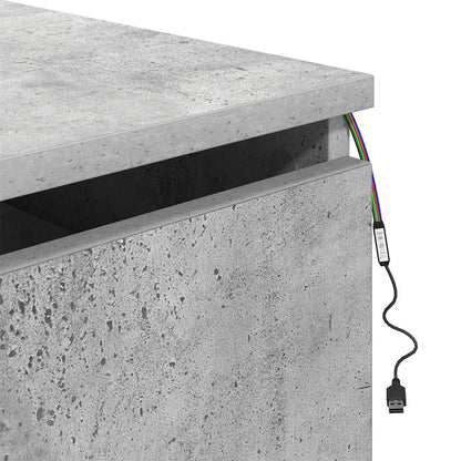 Wall-mounted Bedside Cabinet with LED Lights Concrete Gery