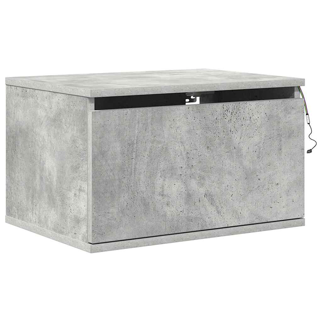 Wall-mounted Bedside Cabinets with LED Lights 2 pcs Concrete Grey