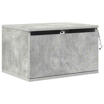Wall-mounted Bedside Cabinets with LED Lights 2 pcs Concrete Grey