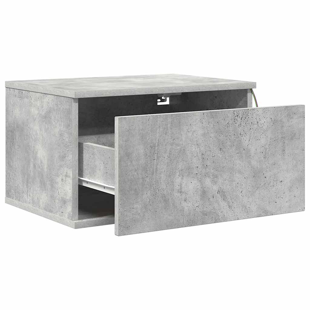 Wall-mounted Bedside Cabinets with LED Lights 2 pcs Concrete Grey
