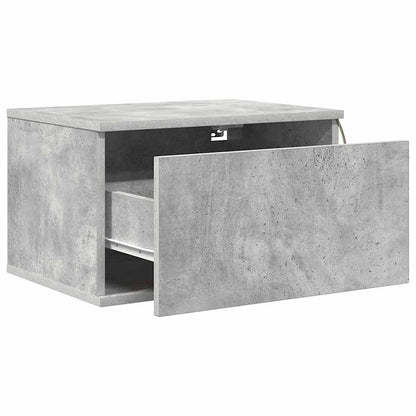 Wall-mounted Bedside Cabinets with LED Lights 2 pcs Concrete Grey