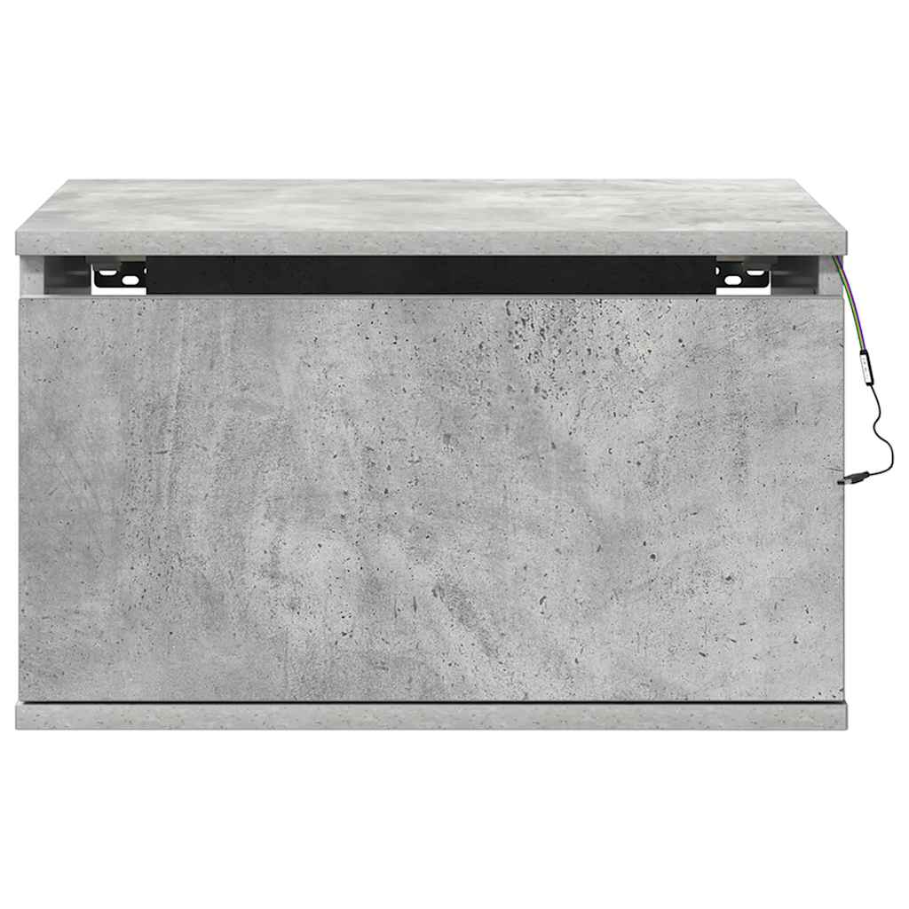 Wall-mounted Bedside Cabinets with LED Lights 2 pcs Concrete Grey