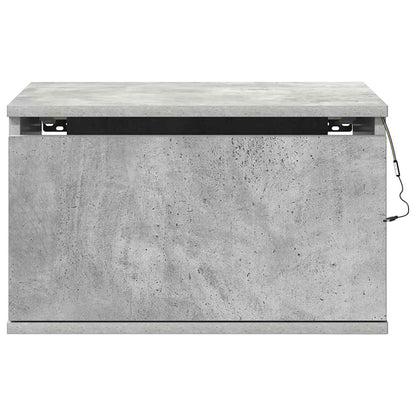 Wall-mounted Bedside Cabinets with LED Lights 2 pcs Concrete Grey