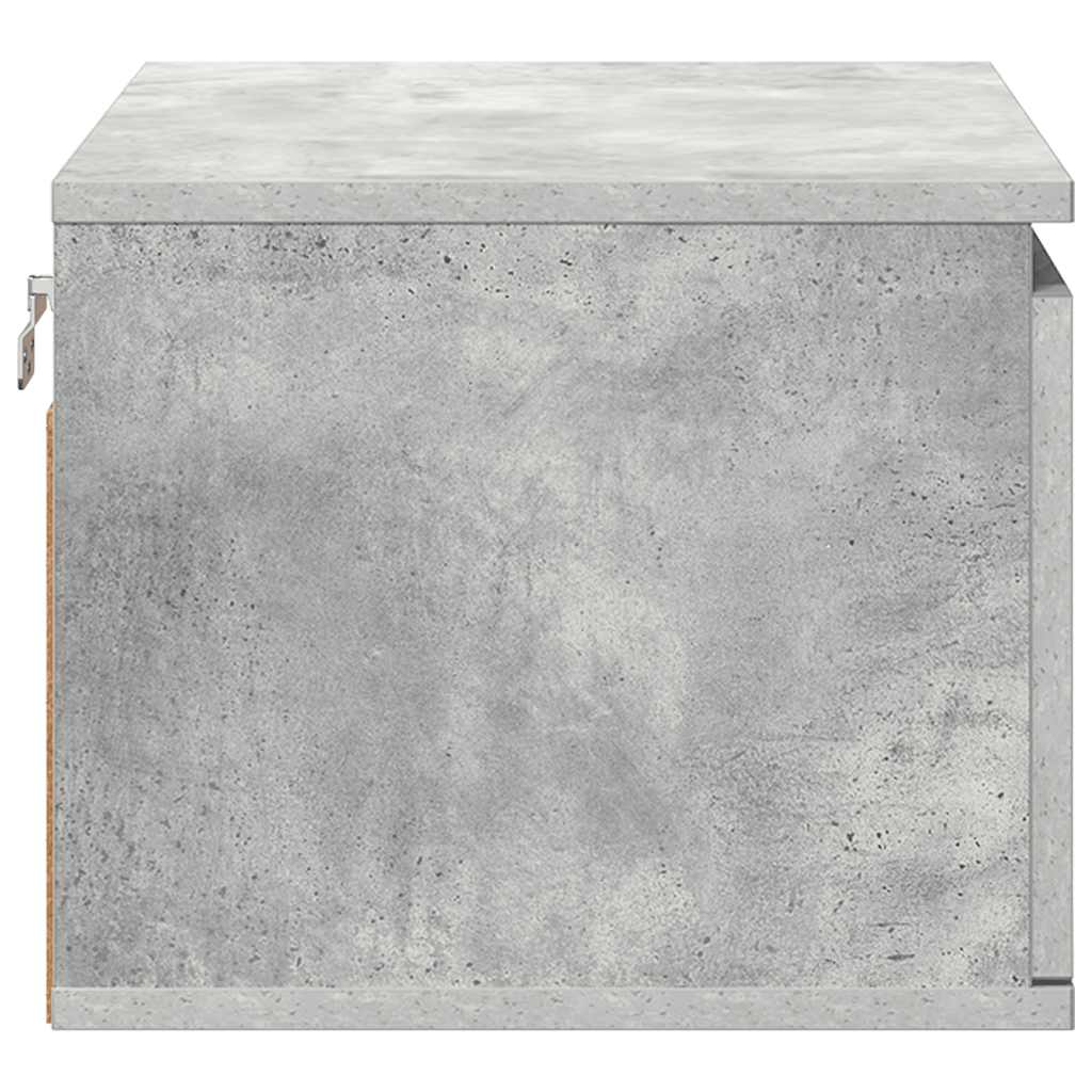 Wall-mounted Bedside Cabinets with LED Lights 2 pcs Concrete Grey