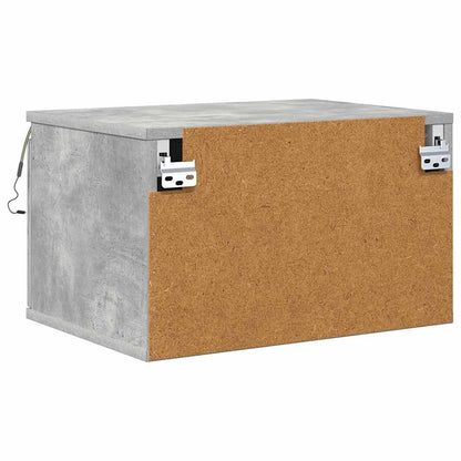 Wall-mounted Bedside Cabinets with LED Lights 2 pcs Concrete Grey