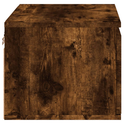 Wall-mounted Bedside Cabinet with LED Lights Smoked Oak