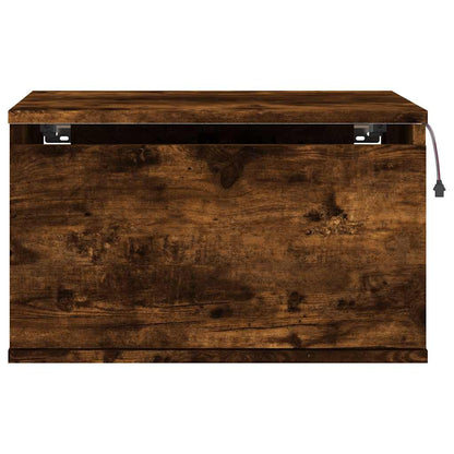 Wall-mounted Bedside Cabinets with LED Lights 2 pcs Smoked Oak