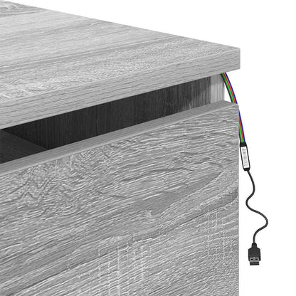 Wall-mounted Bedside Cabinet with LED Lights Grey Sonoma