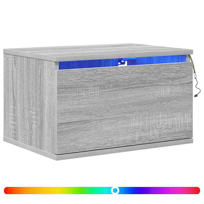 Wall-mounted Bedside Cabinets with LED Lights 2 pcs Grey Sonoma