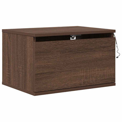 Wall-mounted Bedside Cabinets with LED Lights 2 pcs Brown Oak