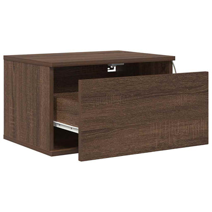 Wall-mounted Bedside Cabinets with LED Lights 2 pcs Brown Oak
