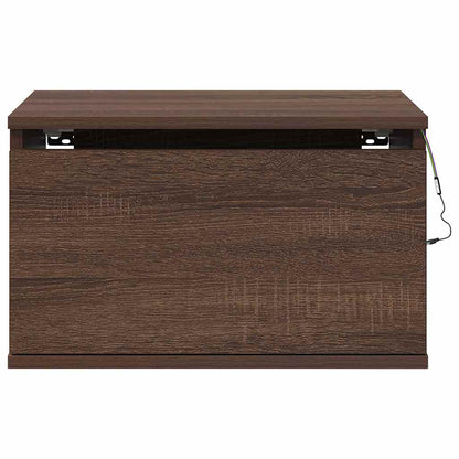 Wall-mounted Bedside Cabinets with LED Lights 2 pcs Brown Oak