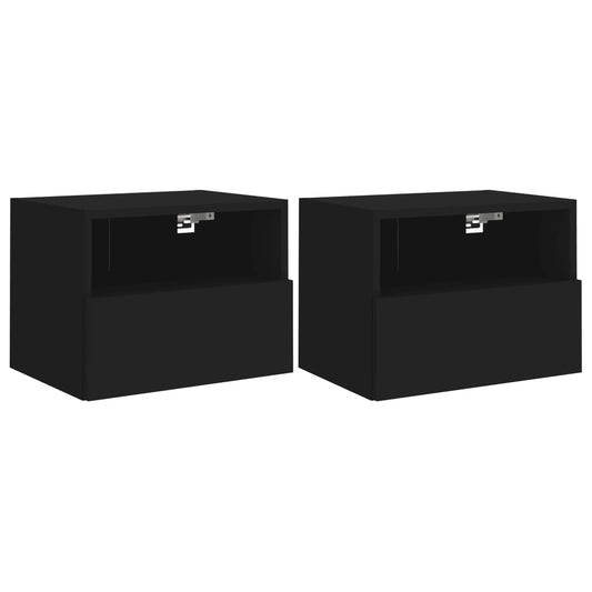 TV Wall Cabinets 2 pcs Black 40x30x30 cm Engineered Wood