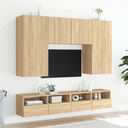 TV Wall Cabinets 2 pcs Sonoma Oak 80x30x30 cm Engineered Wood
