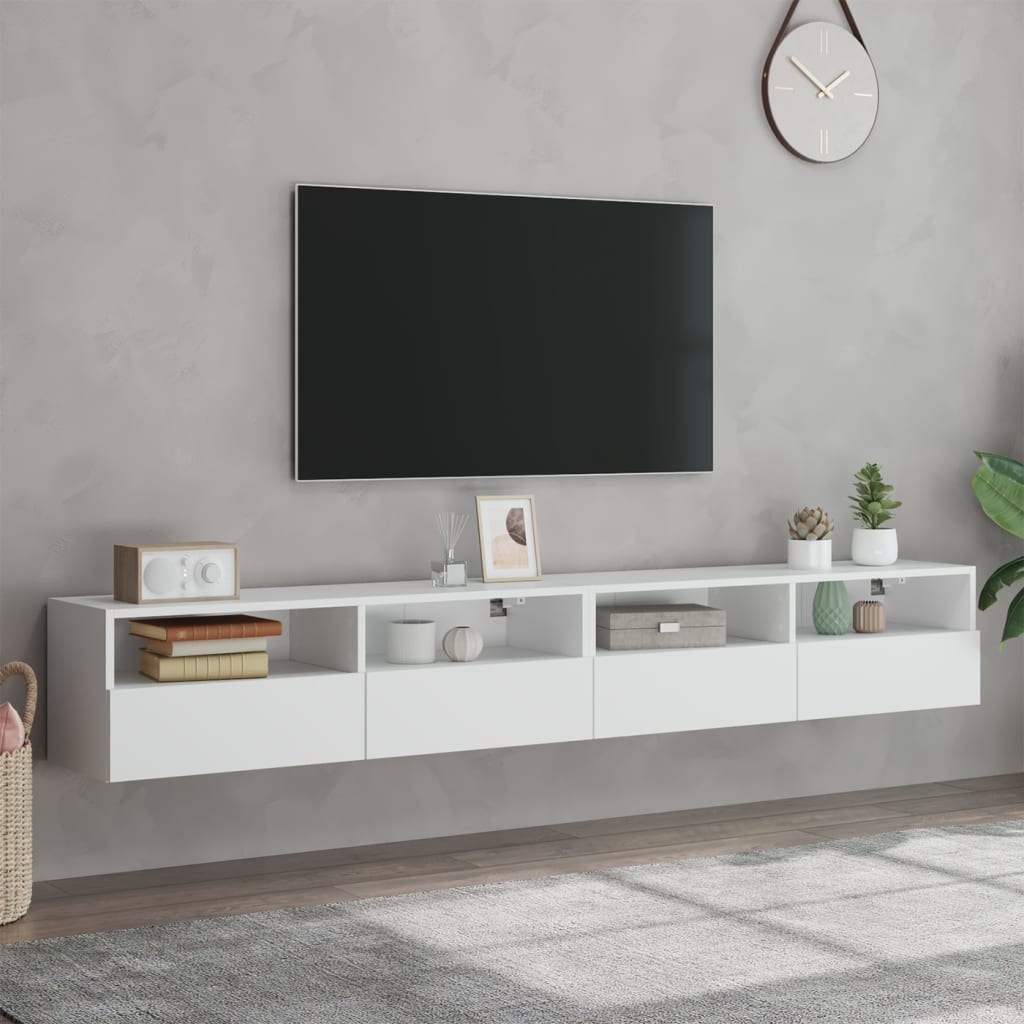 TV Wall Cabinet | Set of 2 | White | Engineered Wood | Medium | Modern
