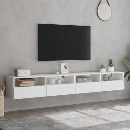 TV Wall Cabinet | Set of 2 | White | Engineered Wood | Medium | Modern
