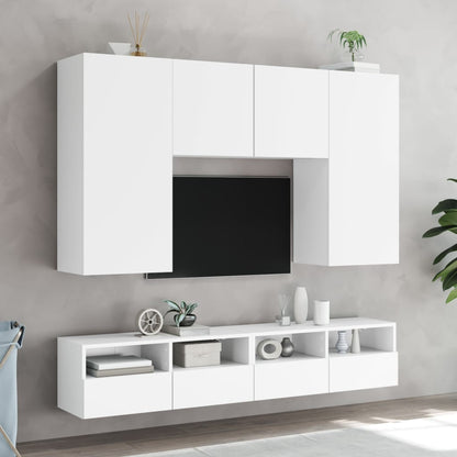 TV Wall Cabinet | Set of 2 | White | Engineered Wood | Medium | Modern