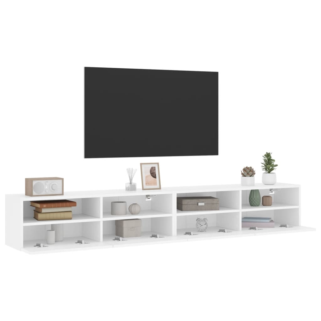 TV Wall Cabinet | Set of 2 | White | Engineered Wood | Medium | Modern