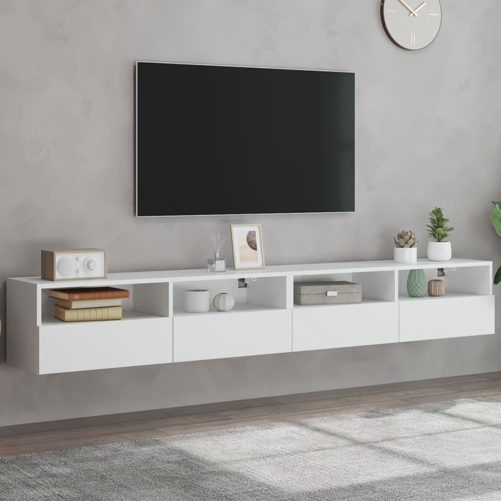 TV Wall Cabinet | Set of 2 | White | Engineered Wood | Medium | Modern