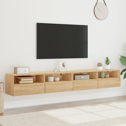 TV Wall Cabinet | Set of 2 | Sonoma oak | Engineered wood | Medium