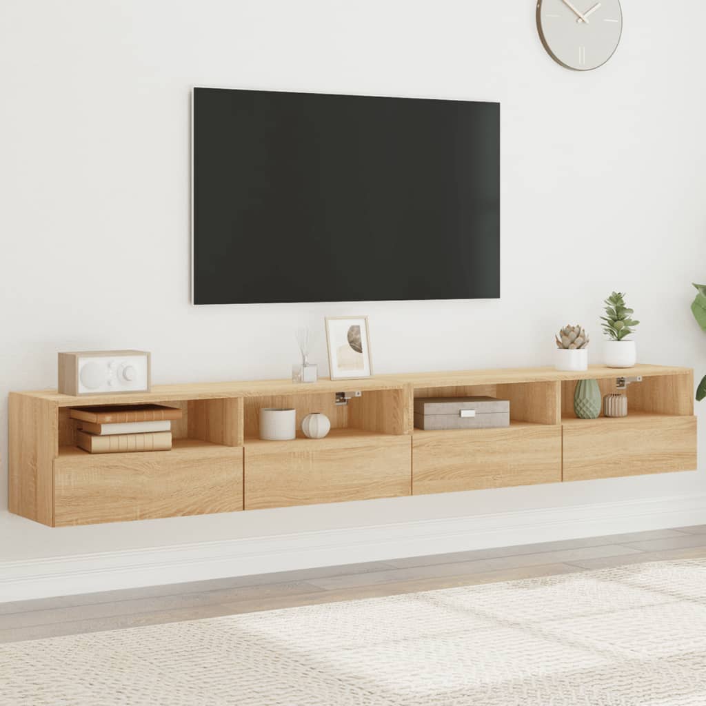 TV Wall Cabinet | Set of 2 | Sonoma oak | Engineered wood | Medium