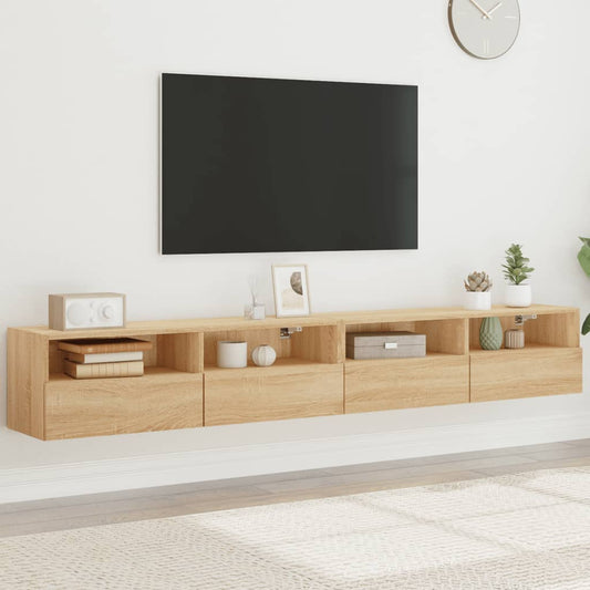 TV Wall Cabinet | Set of 2 | Sonoma oak | Engineered wood | Medium