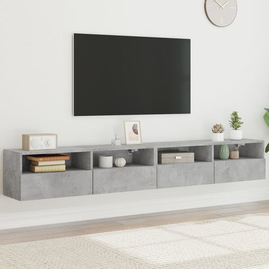 TV Wall Cabinet | Set of 2 | Concrete Grey | Engineered Wood | Medium