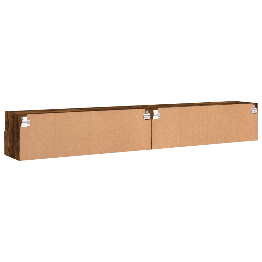 TV Wall Cabinet | Set of 2 | Smoked Oak | Engineered Wood